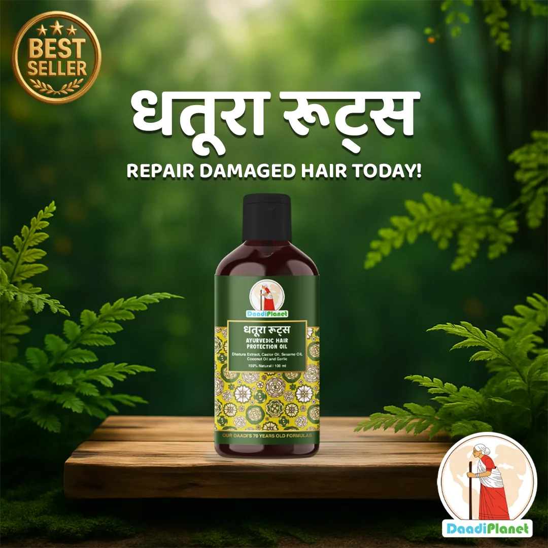 Dhatura Roots Ayurvedic Hair Oil For Hair Fall & Regrowth.